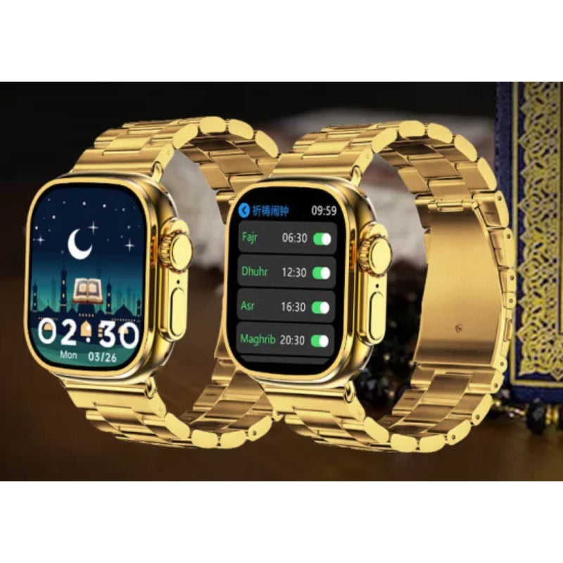 M9 Ultra Max Gold Edition Luxury Stainless Steel Sports Heart Rate Health Monitoring Watch Smart Watch