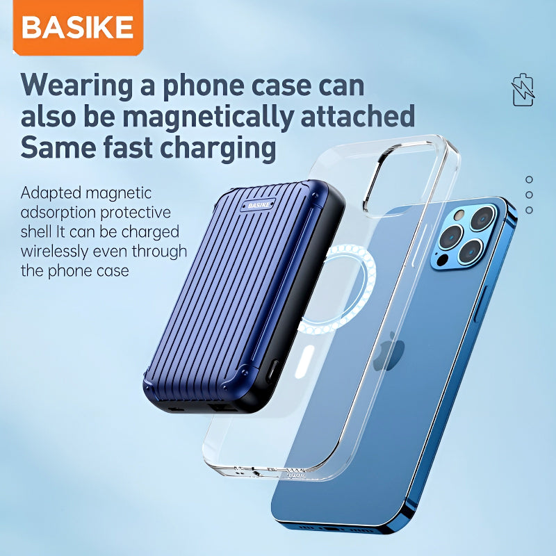 BASIKE 5000mAh 20W MagSafe Wireless Power Bank with 15W Fast Wireless Charging and PD QC 3.0 Support for iPhone Samsung Huawei